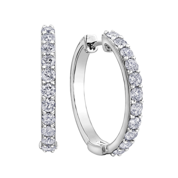 10K White Gold 1.50ctw Diamond Envy Hoops