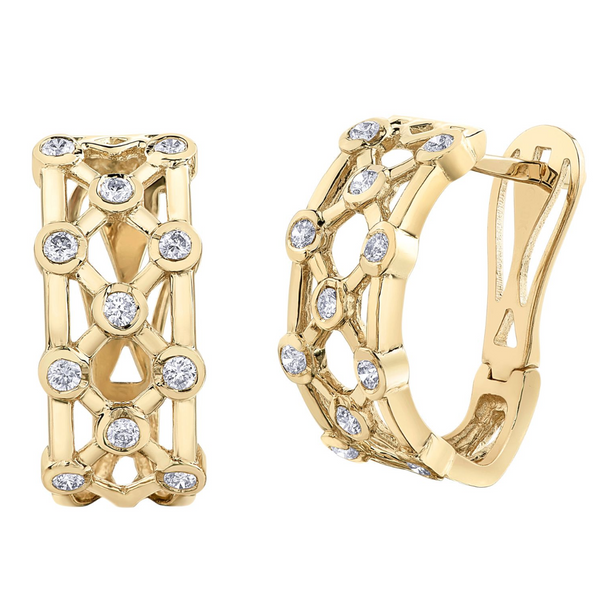 10K Yellow Gold Diamond Envy Bezel Set Leverback Earrings