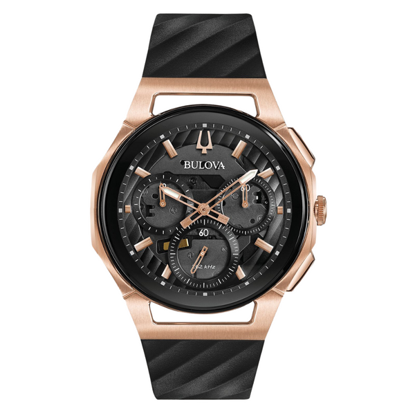 Bulova Curv Black and Rose Gold Watch