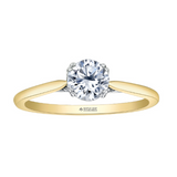 18K Yellow Gold Canadian Diamond Solitaire with Diamond Accents