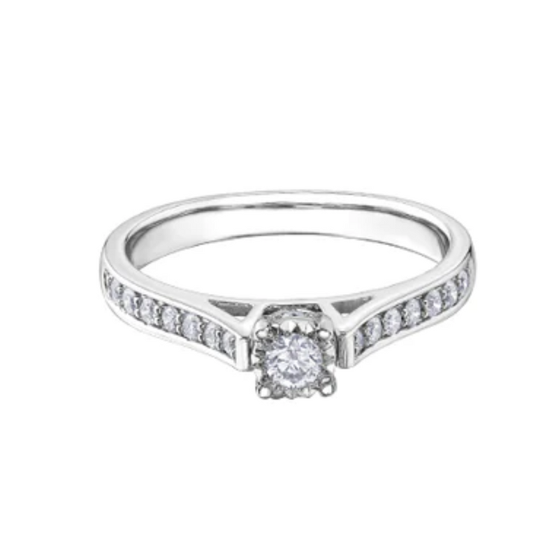 10K White Gold .30ctw Diamond Ring with Hidden Halo