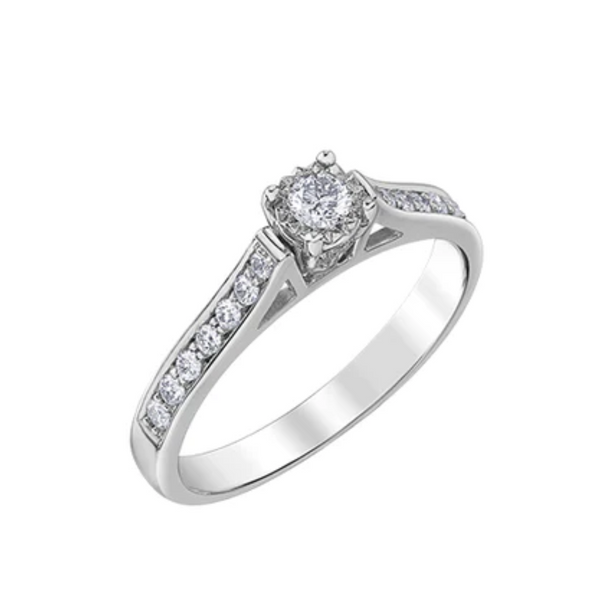 10K White Gold .30ctw Diamond Ring with Hidden Halo