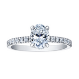 14K White Gold Canadian Diamond Engagement Ring with Side Diamonds
