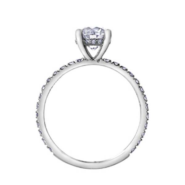 14K White Gold .784ctw Canadian Diamond Engagement Ring with Side Diamonds