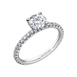 14K White Gold .784ctw Canadian Diamond Engagement Ring with Side Diamonds