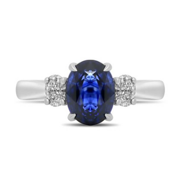 Platinum Oval Sapphire & Diamond Ring