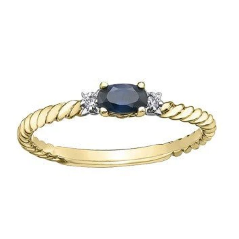 10K Yellow Gold Diamond & Sapphire Ring