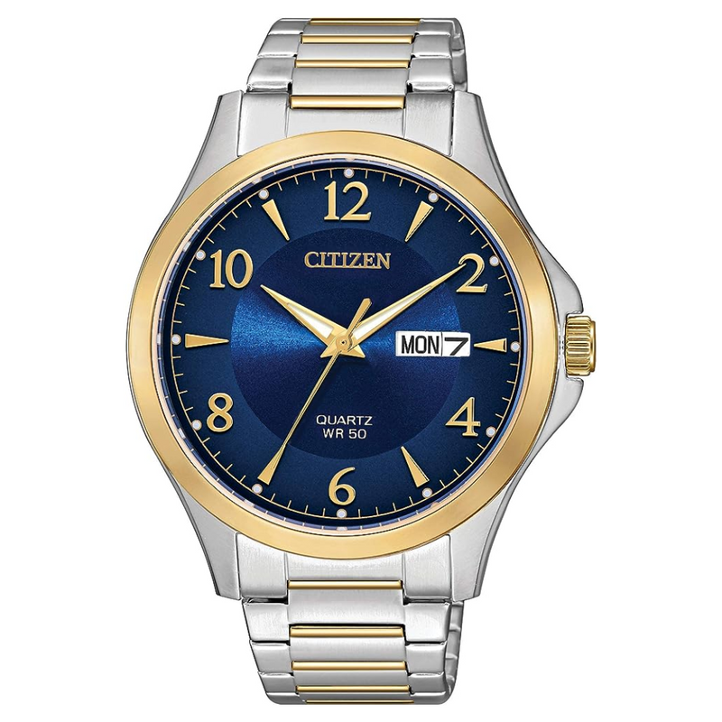 Citizen Quartz Blue Dial Two Tone Watch