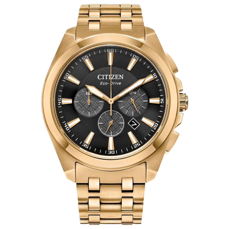 Citizen Eco Drive Black Dial Gold Tone Watch