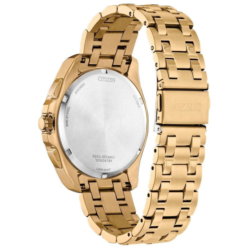 Citizen Eco Drive Black Dial Gold Tone Watch