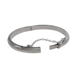 Sterling Silver Baby Bangle with Safety Chain
