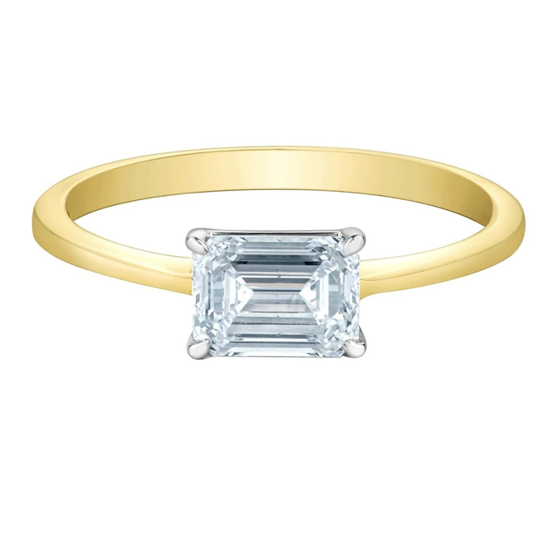 18K Yellow Gold 1.01ctw Emerald Cut Canadian Diamond Solitaire