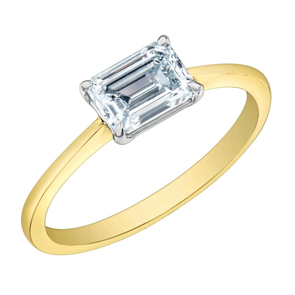 18K Yellow Gold 1.01ctw Emerald Cut Canadian Diamond Solitaire
