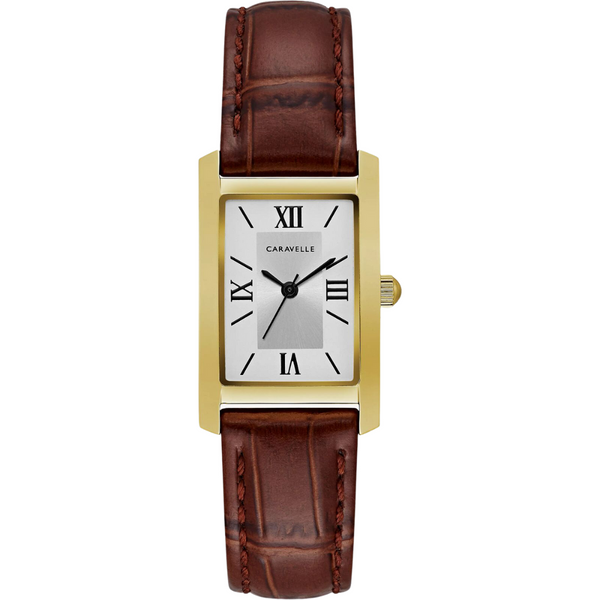 Caravelle Dress Square Faced Watch with Leather Strap