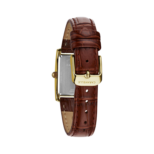Caravelle Dress Square Faced Watch with Leather Strap