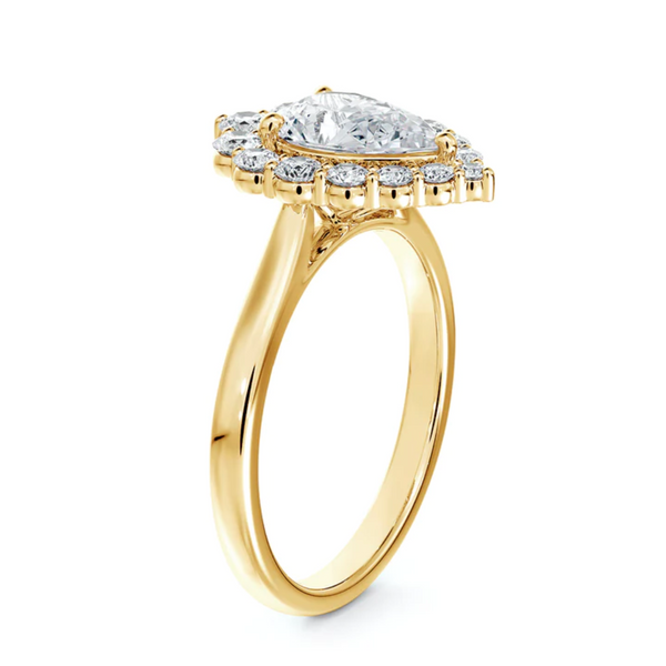 Forvermark 14K Yellow Gold .73ctw Pear Shaped Diamond Halo Ring