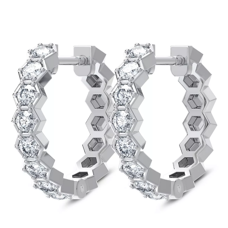 Forevermark 18K White Gold .432ctw Honeycomb Hoops