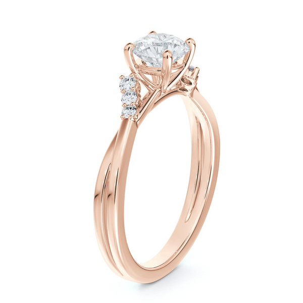 Forevermark 14K Rose Gold Round Solitaire Engagement Ring with Twisted Diamond Accent