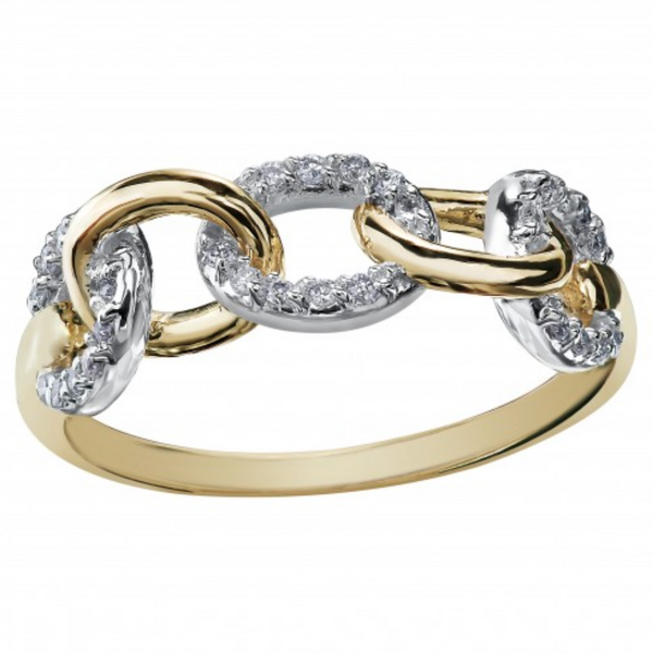 10K Yellow Gold .15ctw Diamond Interlocking Ring