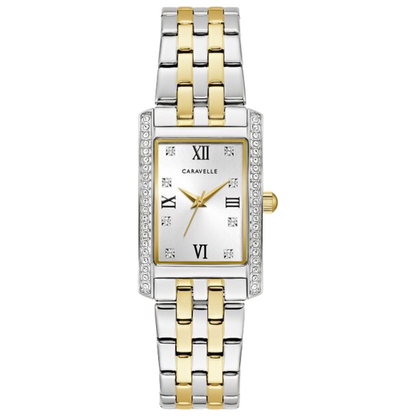 Caravelle Crystal Watch with Rectangle Face