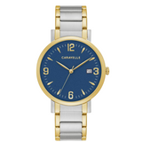 Caravelle Two Tone Dress Watch with Navy Dial