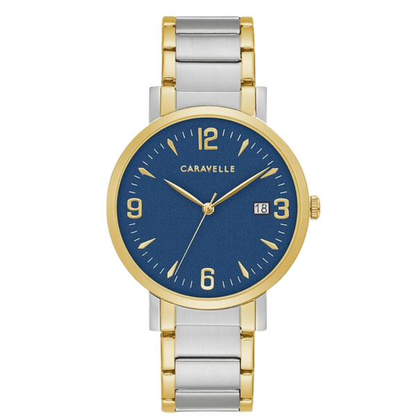 Caravelle Two Tone Dress Watch with Navy Dial