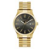 Caravelle Gold Tone Traditional Watch with Black Dial