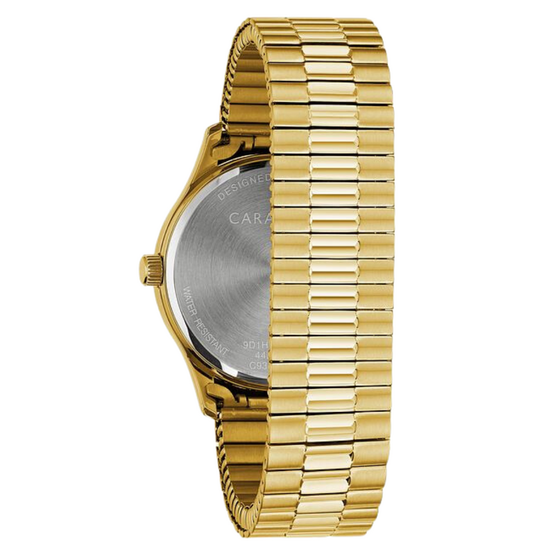 Caravelle Gold Tone Traditional Watch with Black Dial