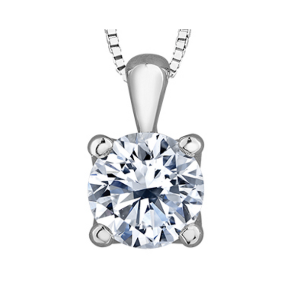 14K White Gold .70ctw Canadian Diamond Solitaire Pendant with Chain