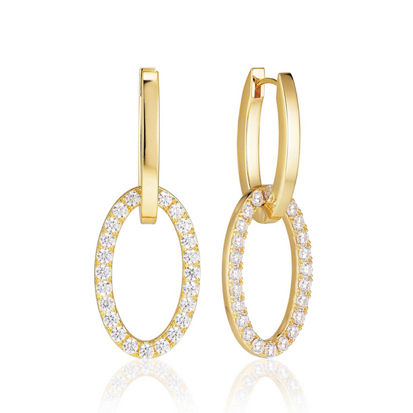 Sif Jakobs 18K Gold Plated Ellisse Earrings with Detachable Link