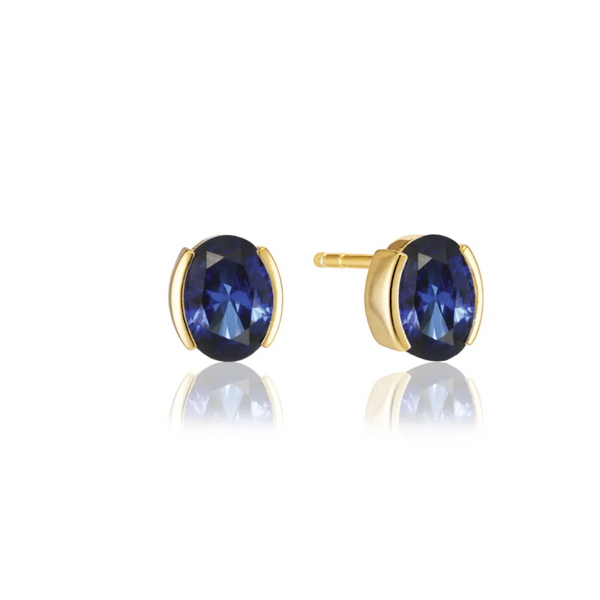 Sif Jakobs 18K Gold Plated Ellisse Carezza Blue Zirconia Studs