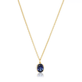 Sif Jakobs 18K Gold Plated Ellisse Carezza Blue Zirconia Pendant on Chain