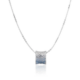 Sif Jakobs Silver Felline Concavo Blue & White Zirconia Pendant on Chain