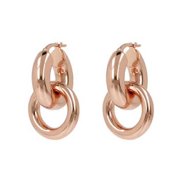Bronzallure 18K Rose Gold Plated Double Round Hoop Earrings