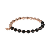 Bronzallure 18K Rose Gold Plated Black Spinnel Stretch Bracelet
