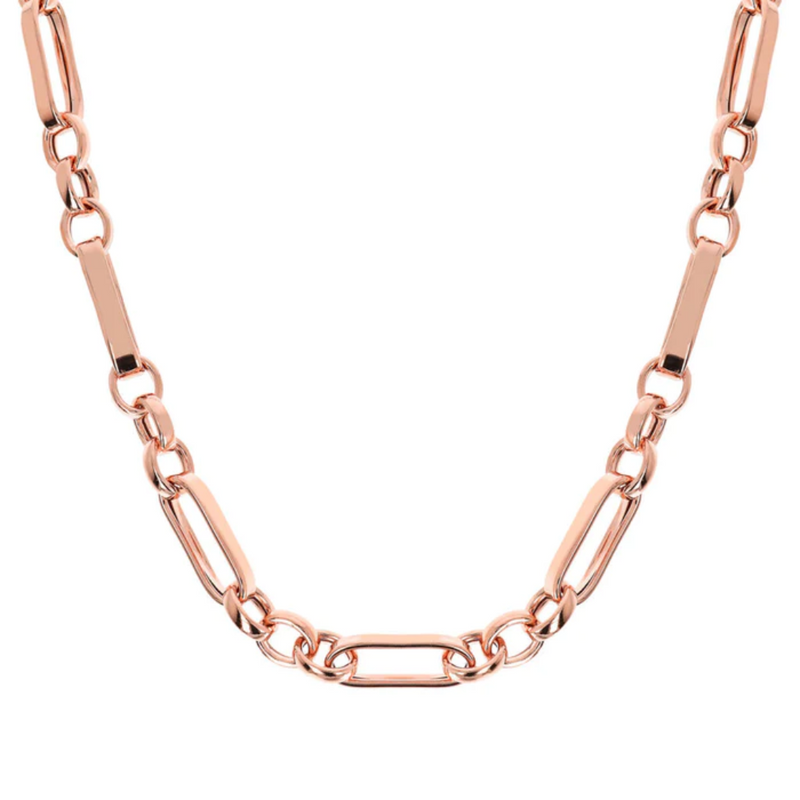 Bronzallure 18K Rose Gold Plated Polished Rolo Link Necklace