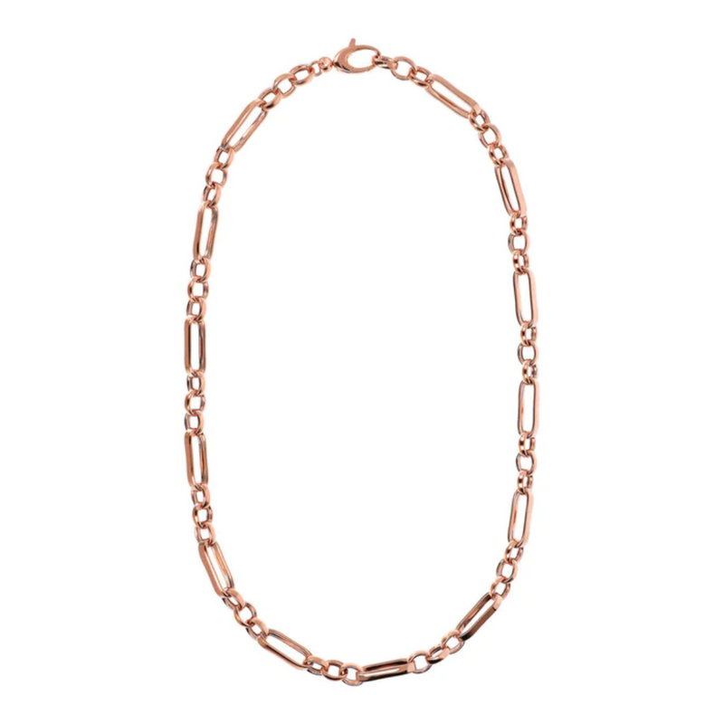 Bronzallure 18K Rose Gold Plated Polished Rolo Link Necklace