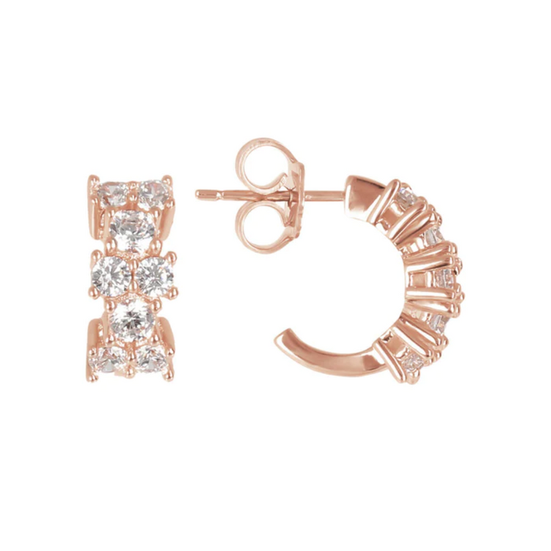Bronzallure 18K Rose Gold Plated Half Hoop Earrings