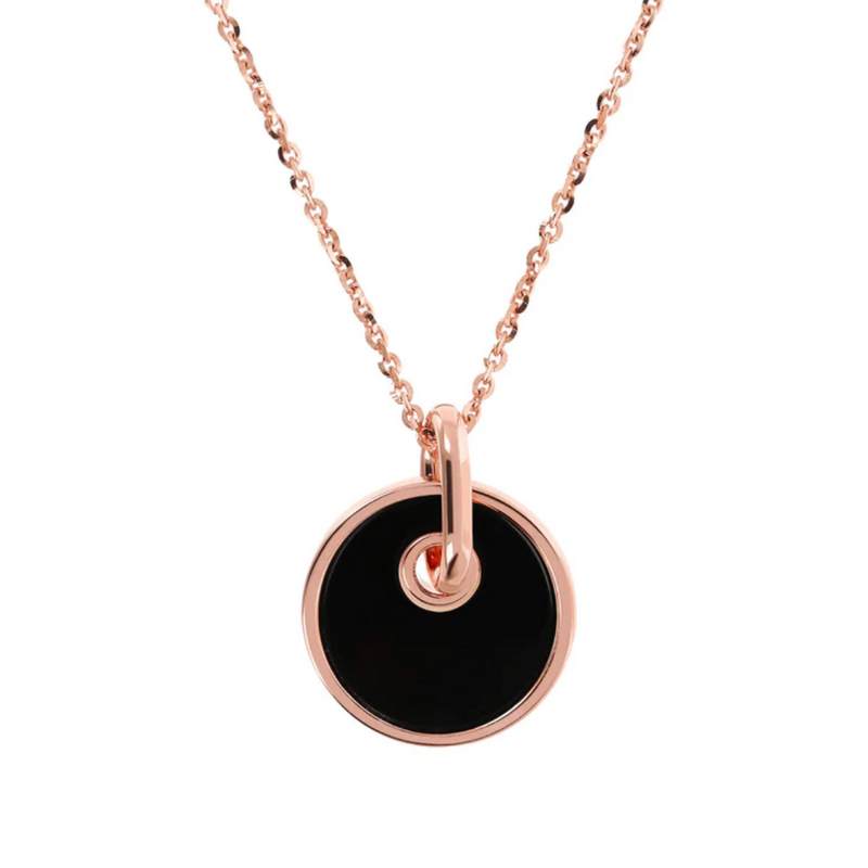 Bronzallure 18K Rose Gold Plated Necklace with Button Pendant