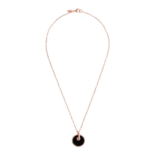 Bronzallure 18K Rose Gold Plated Necklace with Button Pendant