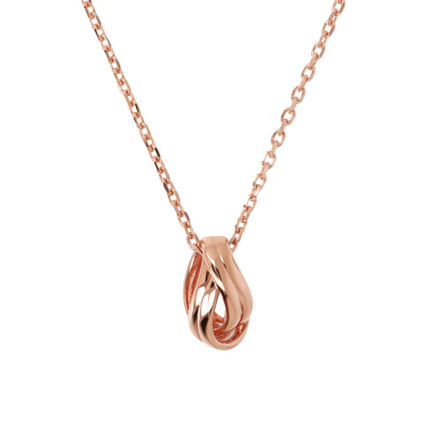 Bronzallure 18K Rose Gold Plated Forzatina Necklace with Interwoven Pendant