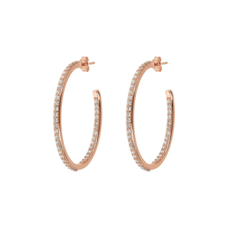 Bronzallure 18K Rose Gold Plated Oval Hoop Earrings