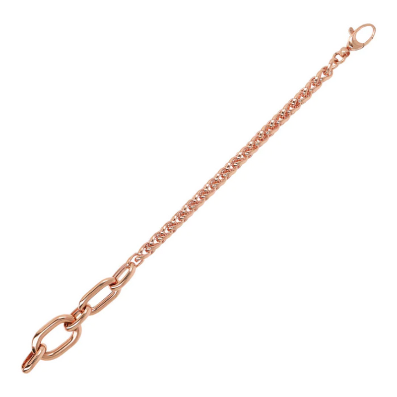Bronzallure 18K Rose Gold Plated Spiga Bracelet with Oval Links
