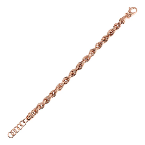 Bronzallure 18K Rose Gold Plated Bracelet with Rope Chain