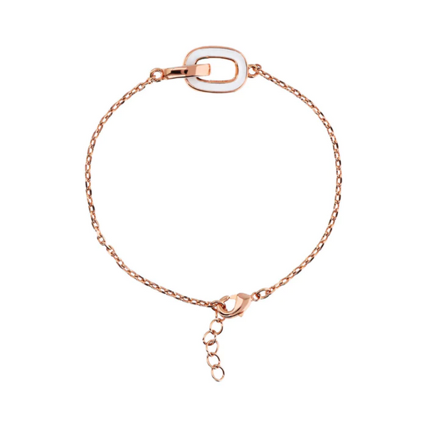 Bronzallure 18K Rose Gold Plated Forzatina Bracelet with Double Sided Enamel Link