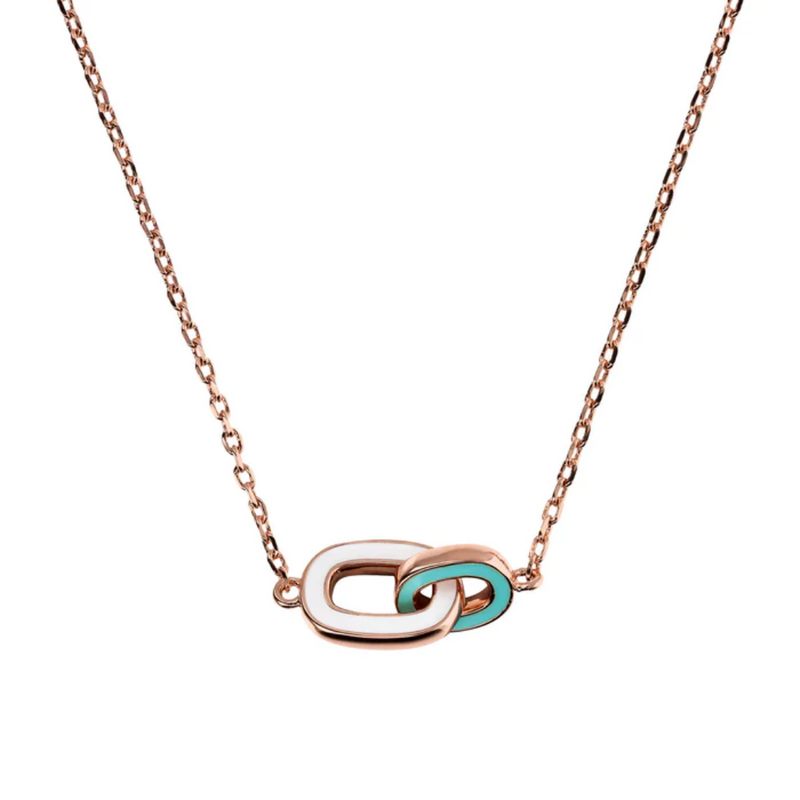 Bronzallure 18K Rose Gold Plated Forzatina Necklace with Double