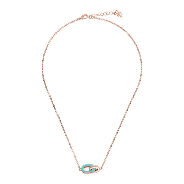 Bronzallure 18K Rose Gold Plated Forzatina Necklace with Double Sided Enamel Pendant