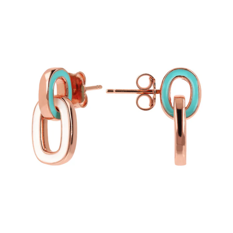 Bronzallure 18K Rose Gold Plated Forzatina Earrings with Double Sided Enamel Link