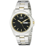 Citizen Quartz Two Tone Watch with Black Dial