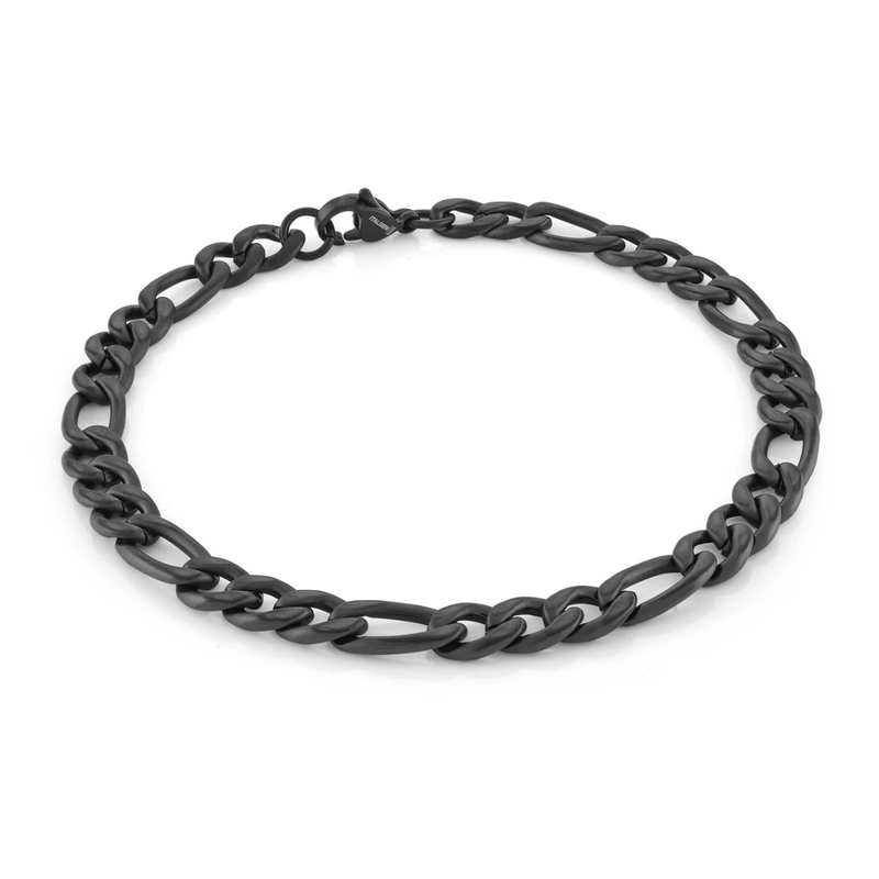Italgem Black Plated Figaro Bracelet